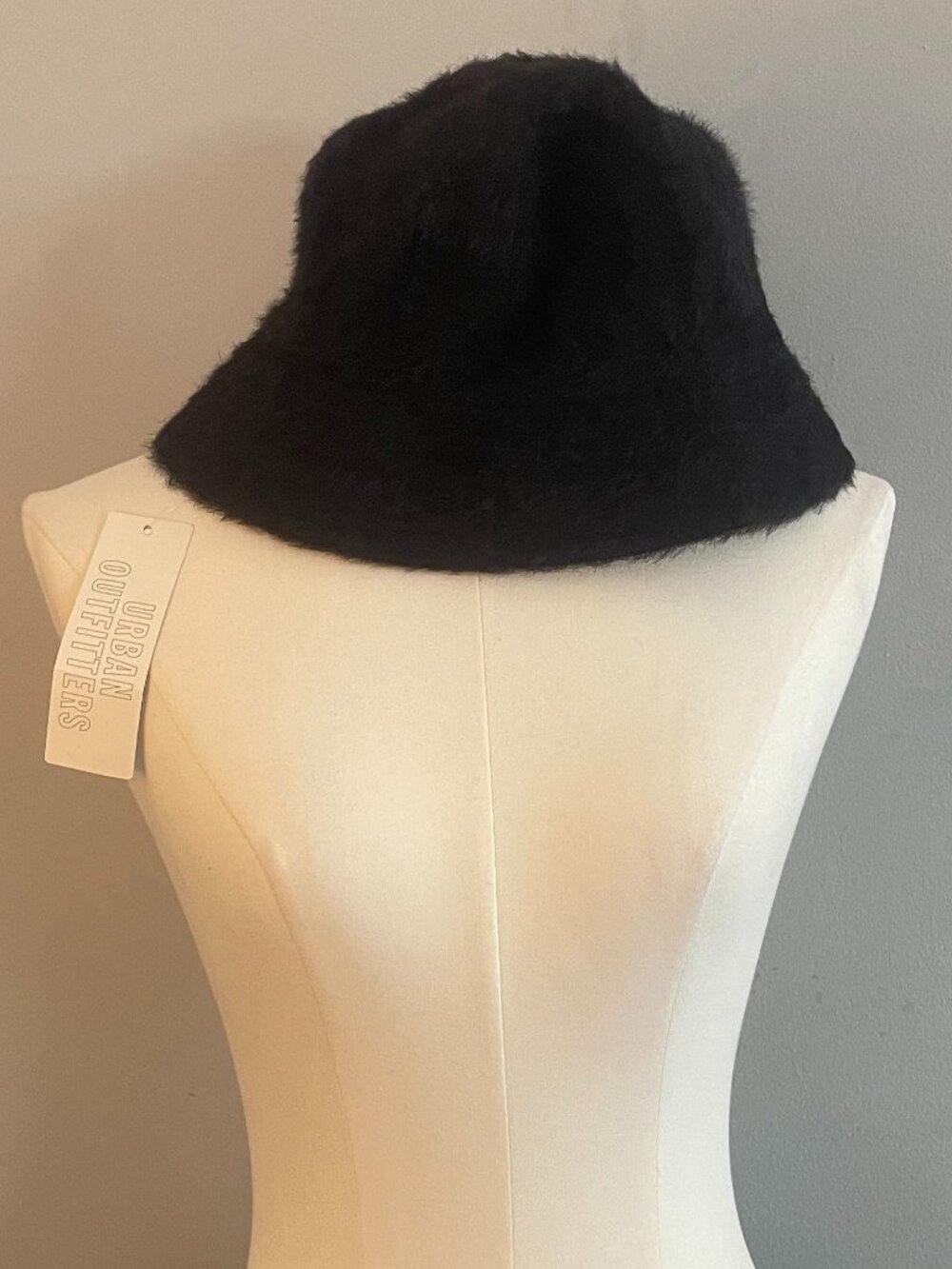 NWT Urban Outfitters Black Fuzzy Bucket Hat One Size